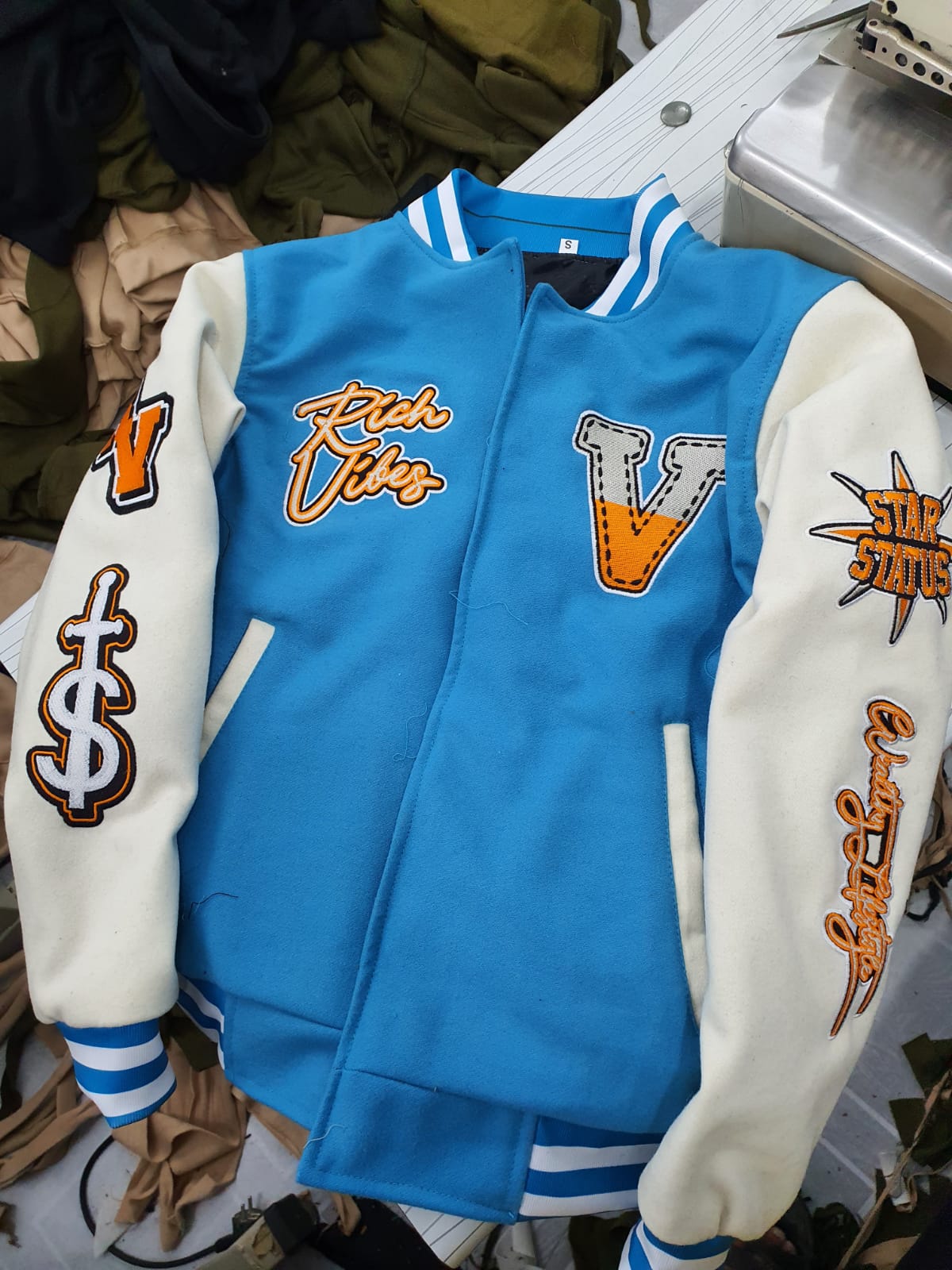 Varsity jacket baby online blue