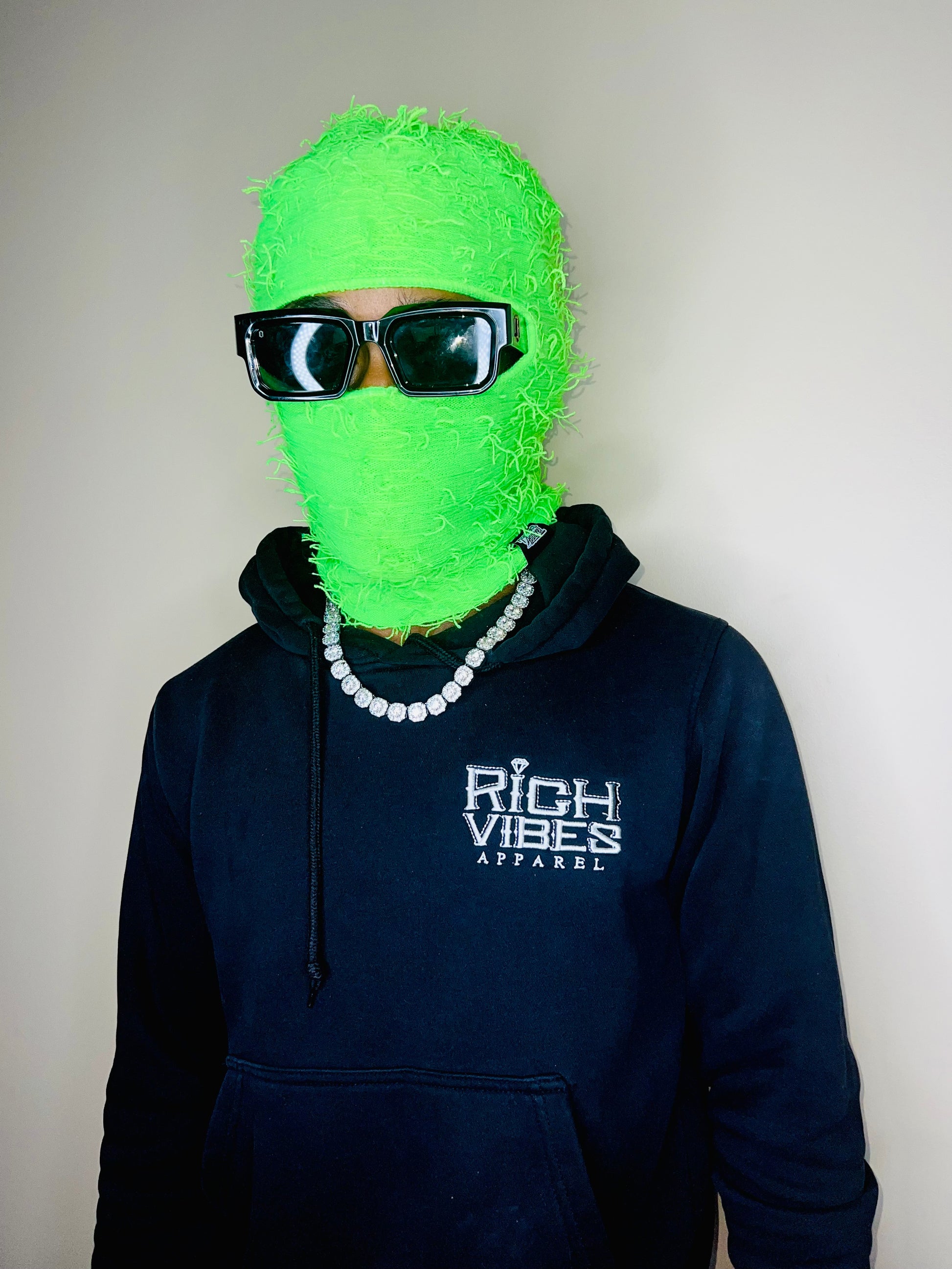 SLIME GREEN💚 Distressed Balaclava - Rich Vibes Apparel