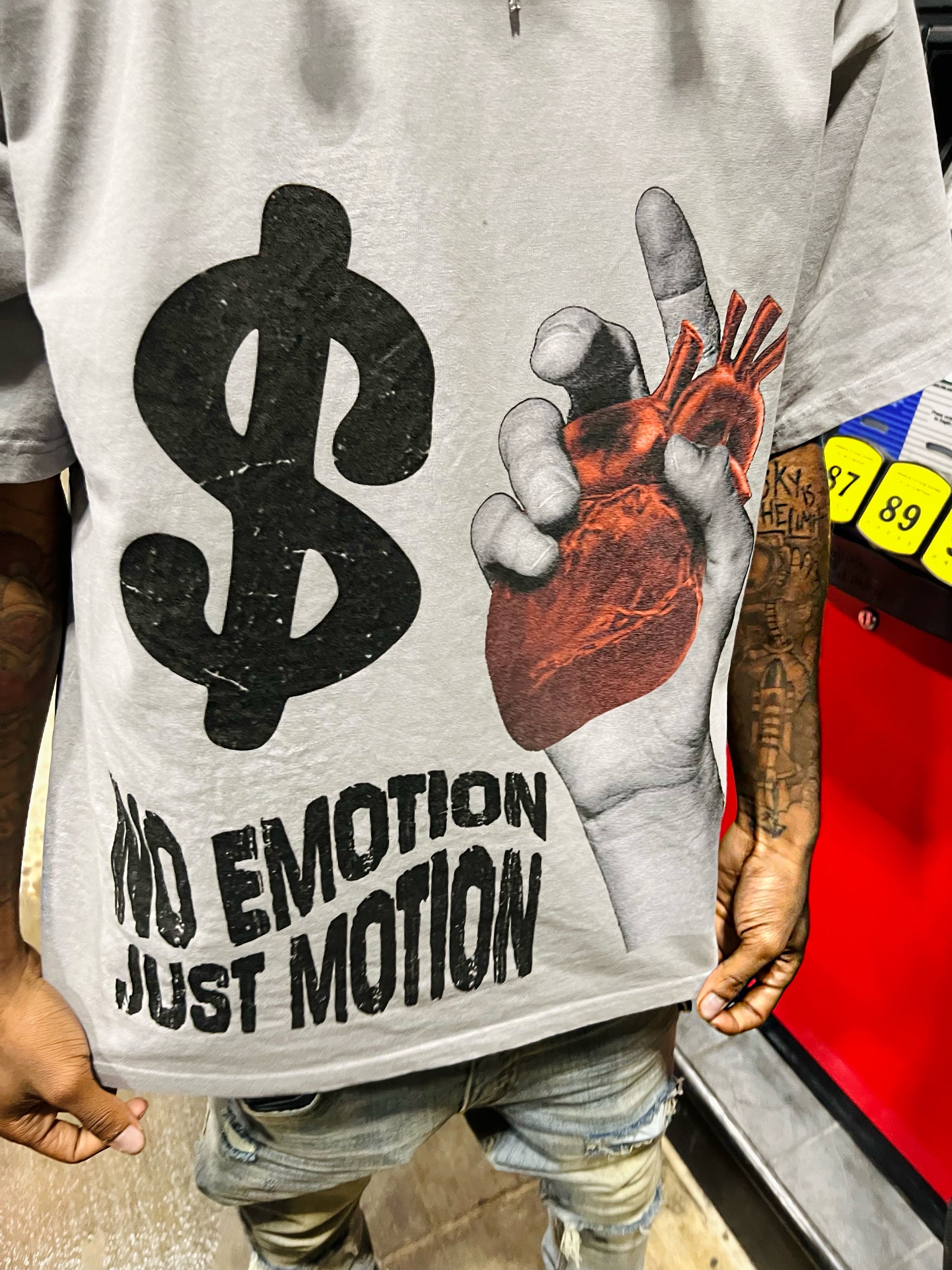 NO EMOTION, JUST EMOTION TEES 🫀 (LIGHT GREY) - Rich Vibes Apparel