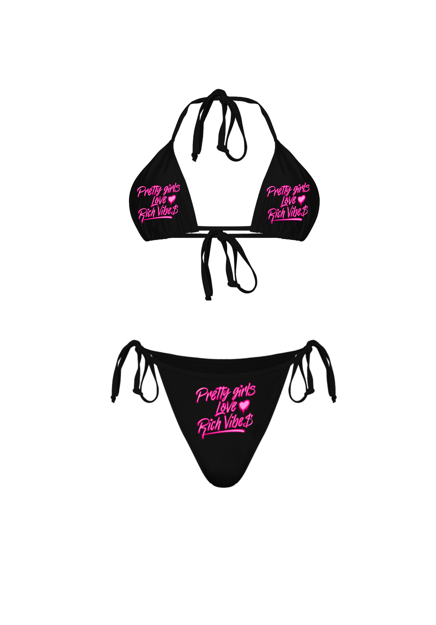 BLACK PRTTY GIRL LUV RICH VIBES BIKINI 💕 - Rich Vibes Apparel