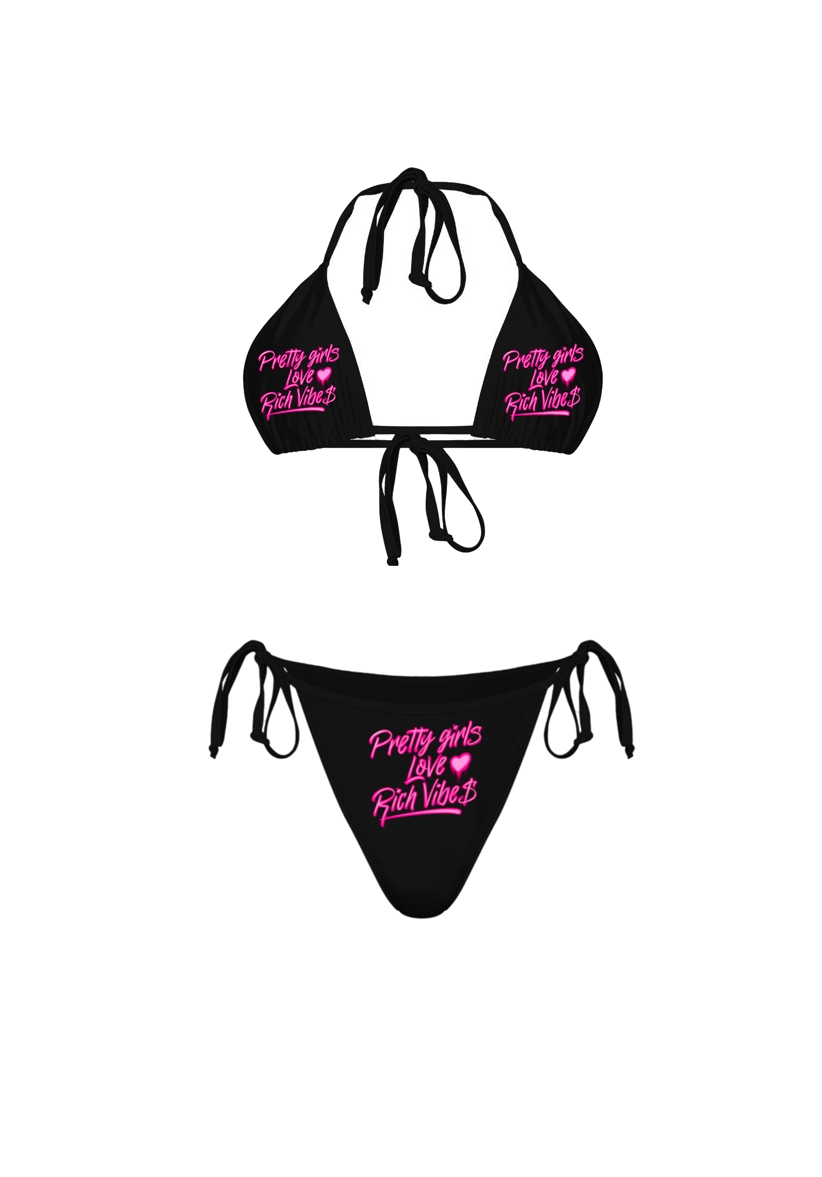 BLACK PRTTY GIRL LUV RICH VIBES BIKINI 💕 - Rich Vibes Apparel