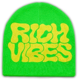 LIME GREEN/YELLOW RICH VIBES Skully Beanies ❄️ - Rich Vibes Apparel