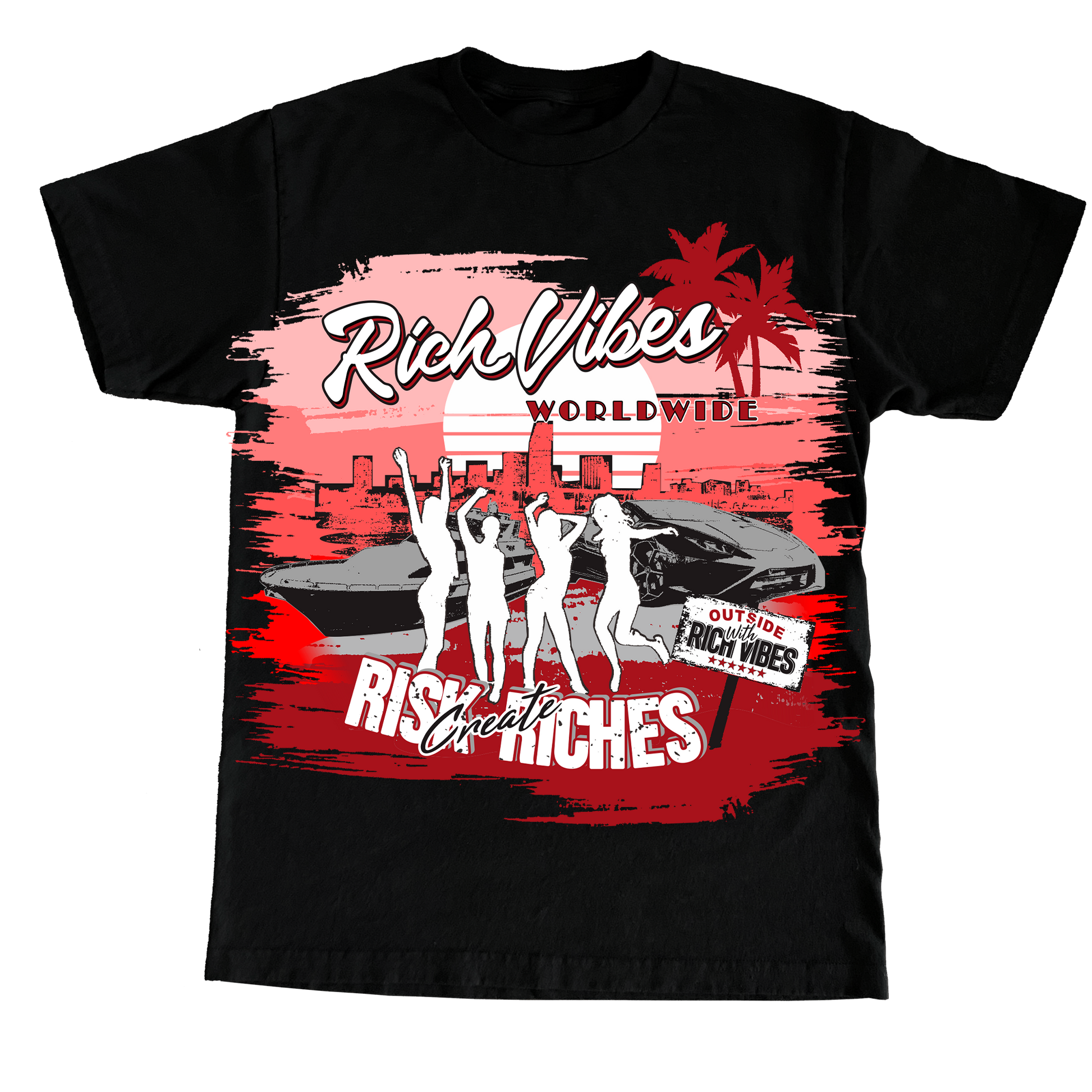 BLK/RED RICHVIBES OUTSIDE TEES🔥 - Rich Vibes Apparel