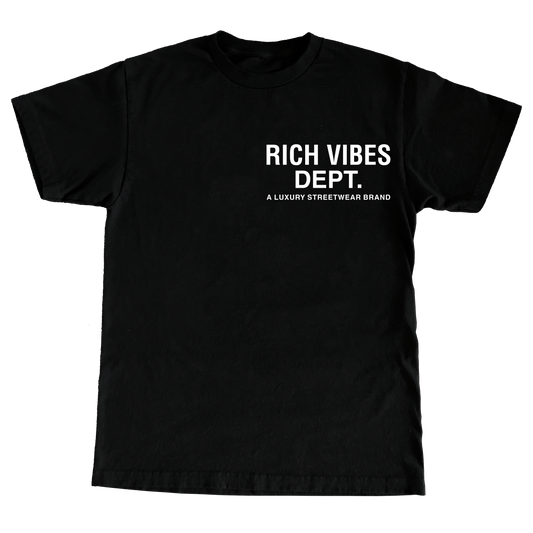 BLACK RICH VIBES DEPT. T-SHIRT🍦 - Rich Vibes Apparel