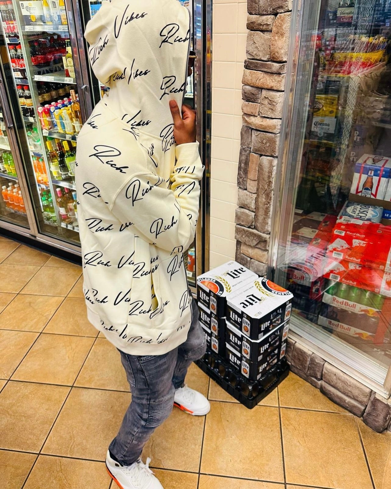 (OFF-WHITE)Full-Zip Up Jacket/Short Set🍦 - Rich Vibes Apparel