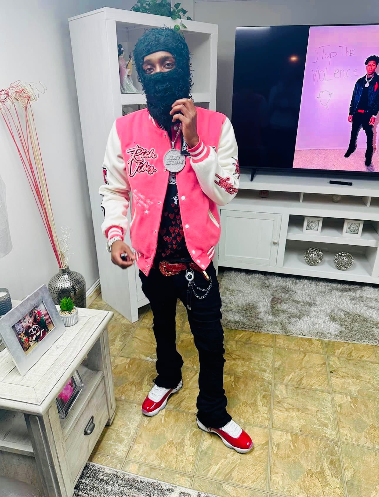 PREMIUM RICH VIBES VARSITY JACKET PINK 🔥🔥 - Rich Vibes Apparel