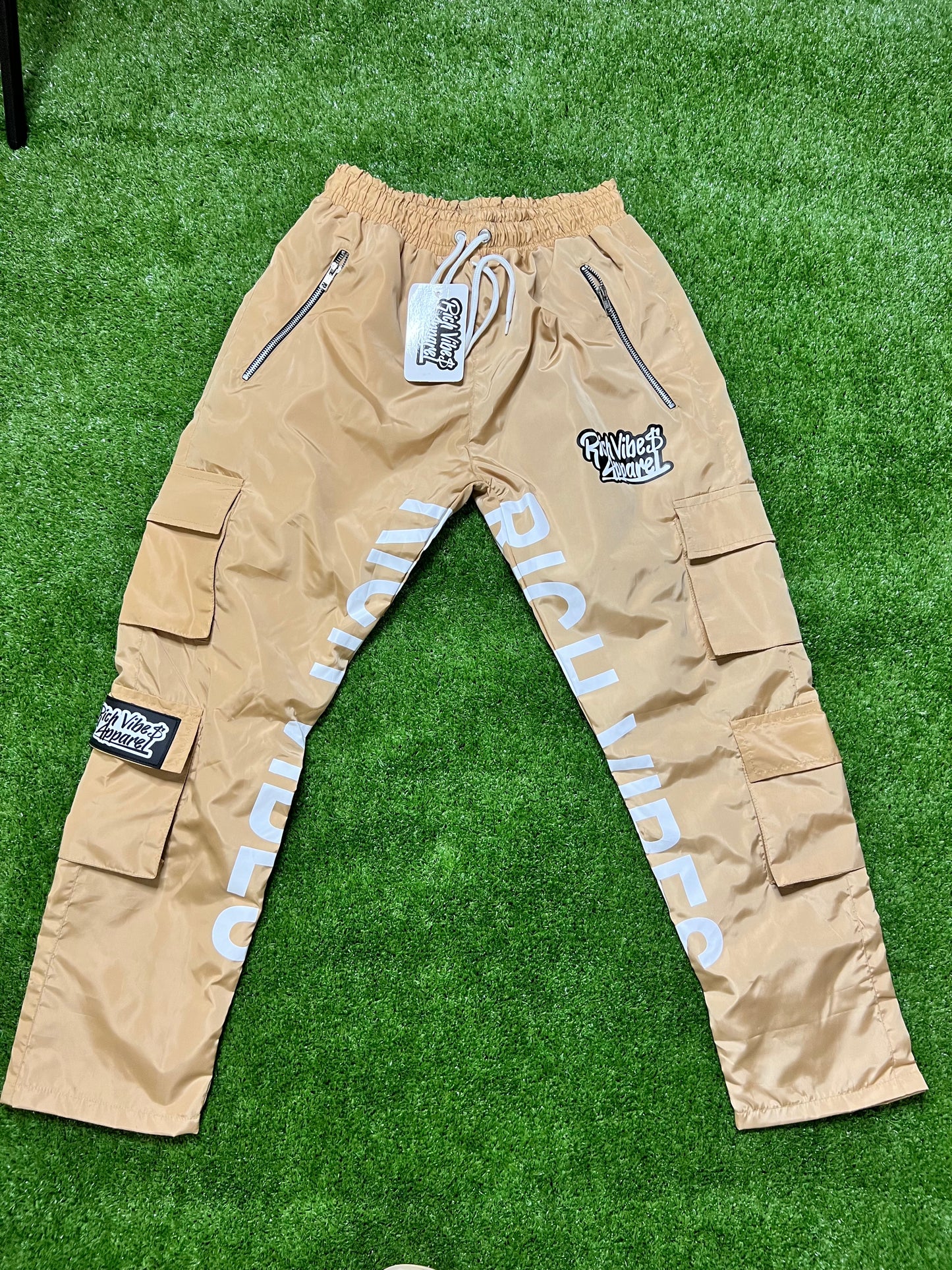 TAN' Windbreaker Cargo Pants 🍞 - Rich Vibes Apparel