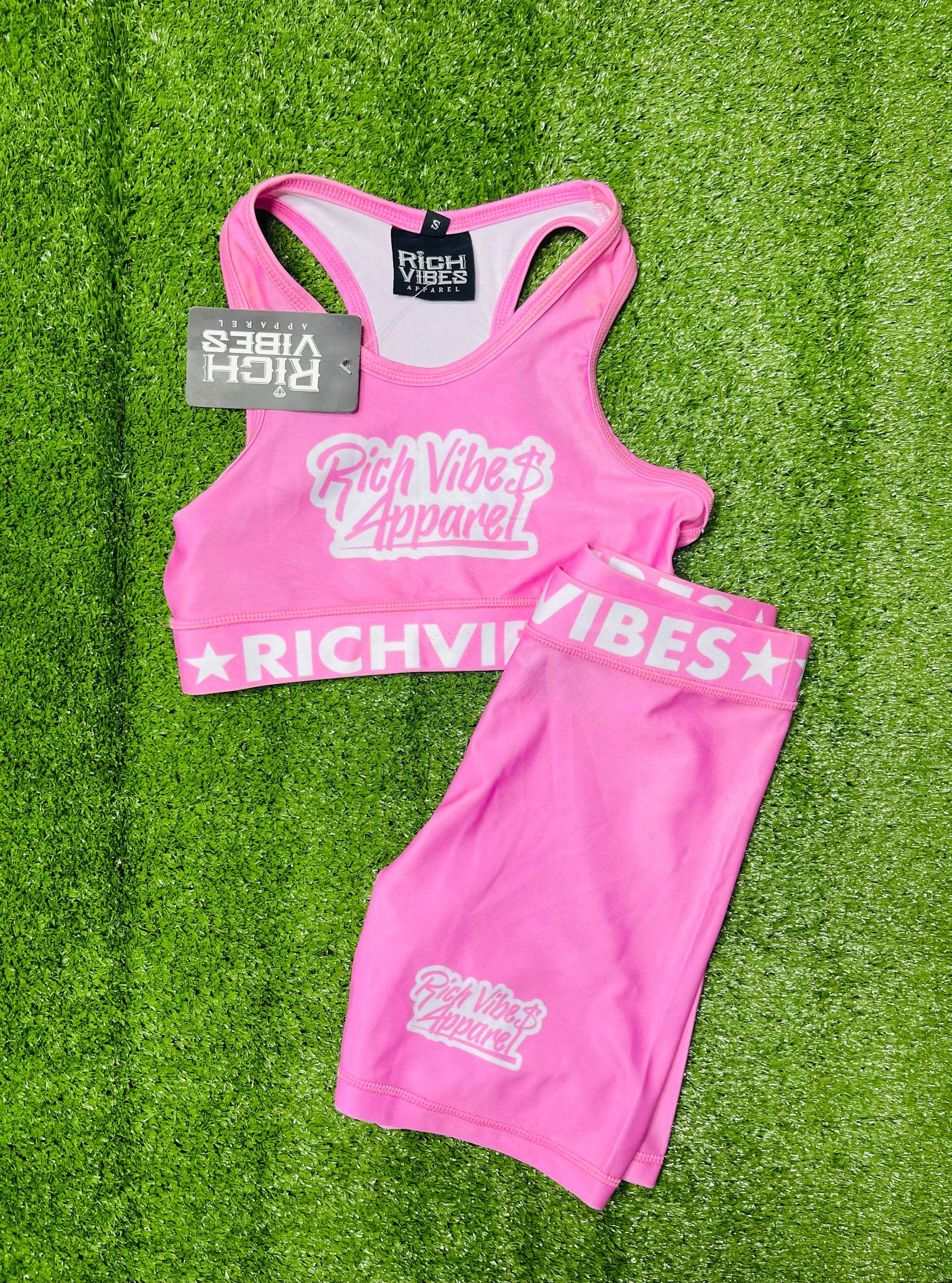 WOMENS' (PINK) sports bra set - Rich Vibes Apparel