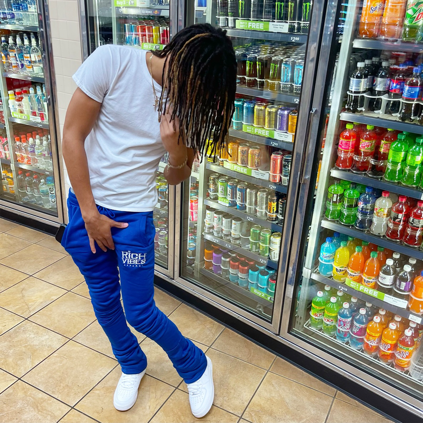 Nipsey BLUE' Stacked Cozy Sweatpants' 🥶 - Rich Vibes Apparel