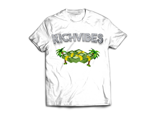 White Rich Vibes Tree T-shirt - Rich Vibes Apparel