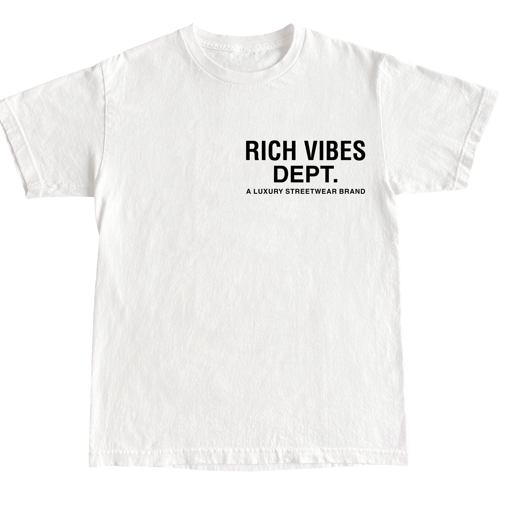 WHITE RICH VIBES DEPT. T-SHIRT🍦 - Rich Vibes Apparel